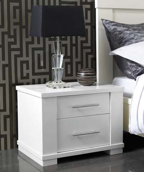 Metric 2 Drawer Bedside Chest in White - WHILE