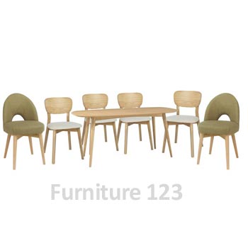 Orbit Dining Set with 4 Veneer Back and 2