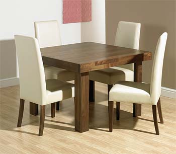 Bentley Designs Tokyo Walnut Square Dining Set with Tall Leather
