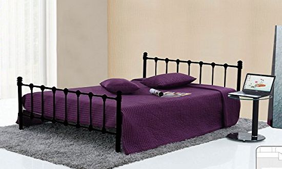  BLACK GLOSS VICTORIAN STYLE ORNATE METAL 5FT BED FRAME- KING SIZE