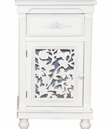 Bentley Home  FLORAL BELGRAVIA WHITE BEDSIDE TABLE SHABBY CHIC LAMP TABLE CABINET