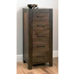 Bentley Lyon Walnut Tall 5 Drawer Chest