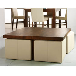 Panama Square Coffee Table & Optional Footstools