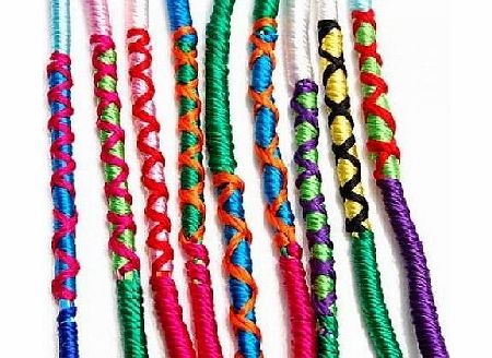 Bentleys Bargain Warehouse Unisex 9-Color Thread Braided Friendship Bracelets Hippie Style, for Wrists and Ankles