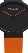 Bering Time Mens Black Orange Watch