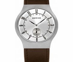 Bering Time Mens Brown Radio Controlled Calfskin