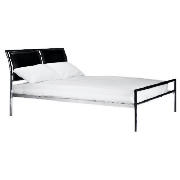 CHROME AND BLACK LTHR DOUBLE BED & MATTRESS