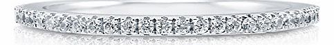 Micro Pave Cubic Zirconia 925 Sterling Silver Half Eternity Ring Band - Womens Engagement Wedding Band Ring Size L