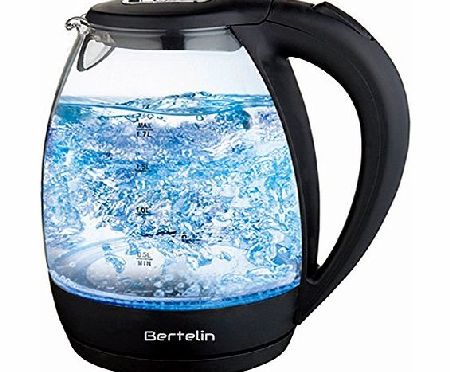 Cordless Electric Glass Kettle 1.7L - Blue Illumination LED Illuminated