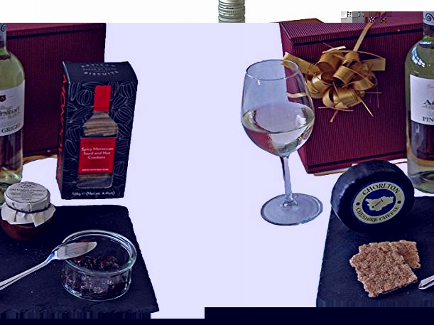 Vegetarian Wine and Cheese Gift Hamper - White Wine, Cheese amp; Biscuits