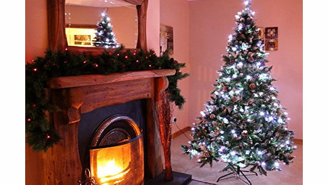 Best Artificial 6ft Hinged Indoor Christmas Tree with Frosted Tips and Pine Cones Xmas *Limited Stock*