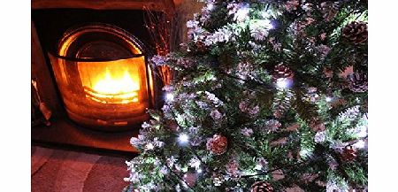 Best Artificial 7ft Hinged Indoor Christmas Tree with Frosted Tips and Pine Cones Xmas *Limited Stock*