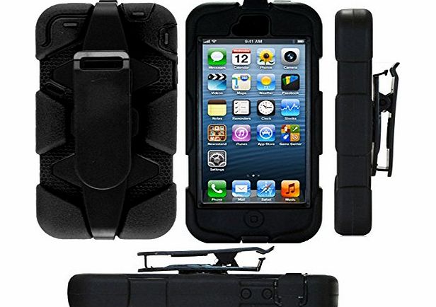 Bestcases4u Apple iPhone 5G / 5S Shock Proof Heavy Duty Builders Case Cover With Belt Clip 