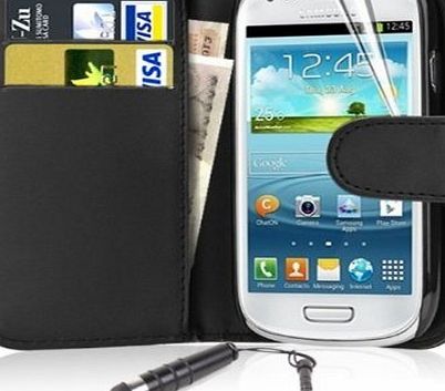 Samsung Galaxy Ace3 / S7272 Black High Quality Pu Leather Book Wallet Flip Case Cover Plus Stylus Pen, Screen Protector amp; Screen Polishing Cloth