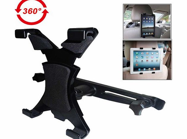  Universal 360 Degree Rotating Car Headrest Mount Holder Vehicle Seat Back Holder Stand Bracket 7`` 10.1`` 11`` inch Tablet PC Mount for iPad 4 / iPad 3 / iPad 2/Galaxy Note 10.1/ Nexus 7 Tablet Ho