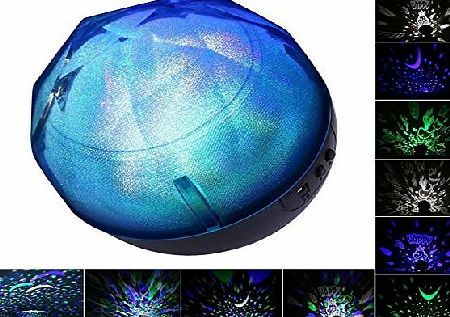 Bestfire  Portable Magic Projector Lamp Diamond Shape LED Star Projector (3 Color Changing, 360 Degree Rotation, 3 Project Films Changeable: Stars/ Ocean/ Birthday, 3 Brightness Dimmable, USB Battery P