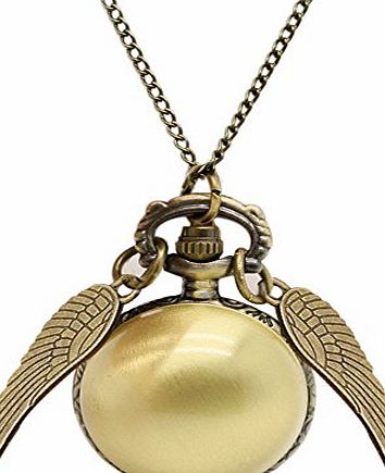 BestFire Pocket Watch Harry Potter Ball Angel Wings Chain Necklace Golden Snitch Golden Wing Pendant