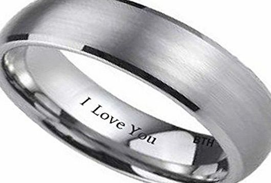 BestToHave Mens Titanium Ring - 7mm Wide - Small Engraved Inside With I Love You Classic Unisex Wedding Engagement Comfort Fit Jewellery Band Ring- Size Z 2 (Available in Most Sizes )