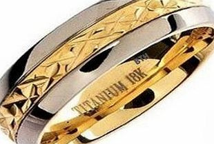 BestToHave Mens Titanium Ring - 8mm Wide Classic Luxury Gold Inlay Wedding Engagement Comfort Fit Jewellery Band Ring - Size Q (Available in Most Sizes )