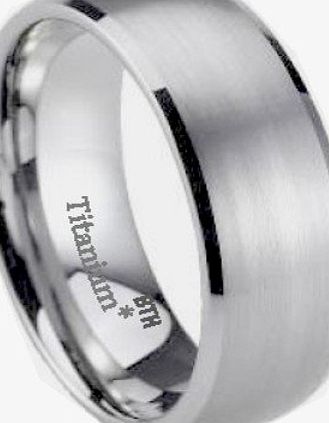 BestToHave Mens Titanium Ring - New Boxed 8mm Mens Titanium Wedding Engagement Comfort Fit Jewellery Band Ring - Size T (Available in Most Sizes )