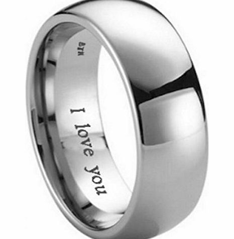 BestToHave Mens Titanium Wedding Engagement Engraved With I Love You Band Ring-Unisex - Size V