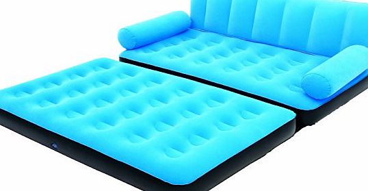 Bestway Flocked Double Inflatable Air Bed/Couch Sofa - Blue, 1.88 x 1.52 x 0.64 m