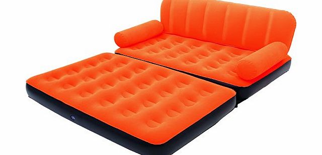 Bestway Flocked Double Inflatable Air Bed/Couch Sofa - Orange, 1.88 x 1.52 x 0.64 m