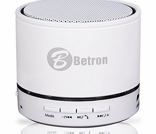 Betron Bluetooth Portable Travel Speaker For Iphone 6, 5s, 5c, iPod, iPad , Android Phones and MP3 Players (White)