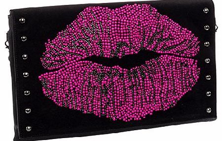 Betsey Johnson Womens Smooches Clutch Bag (Black)