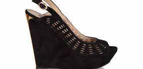 Betsy Black suede effect platform wedges