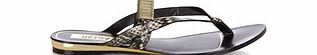 Betsy Gold and snakeskin effect slip-on sandals