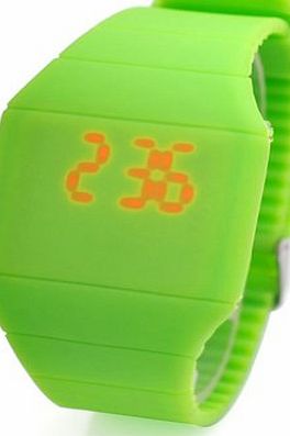 Better Dealz Unisex Ultra-thin Magic Hidden Touch Digital Red Led Silicone Sports Cuff Wrist Watch Quartz Watch Green
