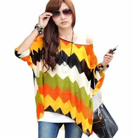 BetterMore 5857 Bohemian Hippie Big Size Batwing Sleeve Chiffon Blouse Loose Off Shoulder Shirt