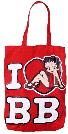 Betty Boop I Love BB Red Canvas Tote Bag