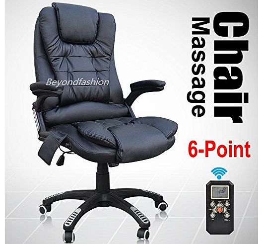6-Point Massage Reclining Designer Luxury Leather Office Chair Best choice Must Try (Black)