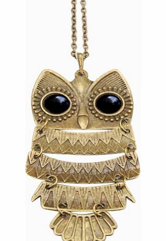 Beyondfashion Vintage Antique black eye bronze owl retro Long necklace jewelry pendant