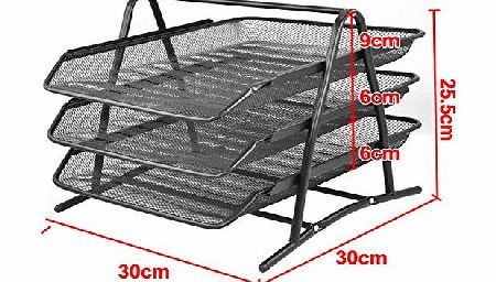 Beyondfashion Wire Mesh Office A4 Document Letter Paper Storage Filing Trays Holder 3Tiers