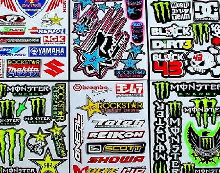bH  6 Sheets Motocross stickers BH  Rockstar bmx bike Scooter Moped army Decal MX Promo Stickers