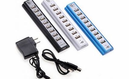 Bheema New 10 PORTS USB HUB 2.0 High Speed with Power Adapter - White