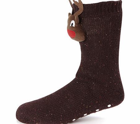 Bhs 1 Pack Rudolf Cosy Socks, Brown BR61N26FBRN