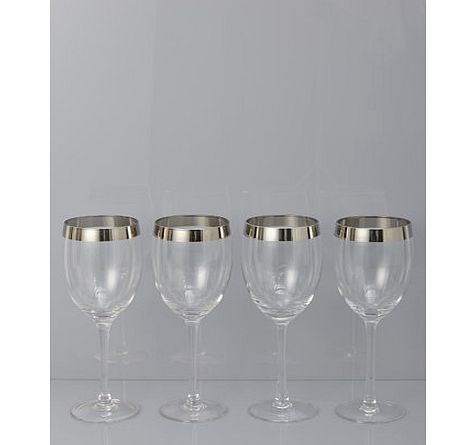 Bhs 1928 Platinium band set of 4 wine glasses, clear