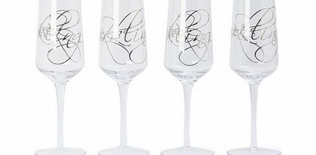 Bhs 1928 Sparkling Word set of 4 flute glasses,