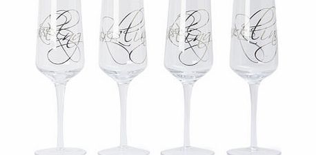 1928 Sparkling Word set of 4 flute glasses,