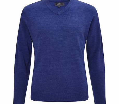 2`` Longer Blue Supersoft V Neck Jumper, Blue