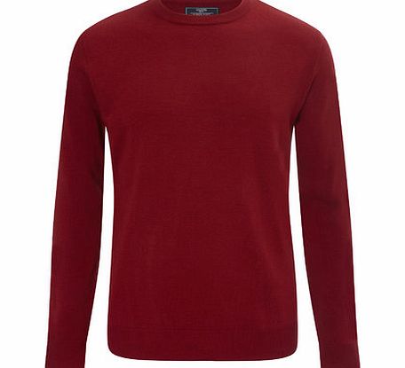 Bhs 2`` Longer Red Supersoft Crew Neck Jumper, Red