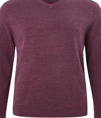 Bhs 2`` Longer Supersoft Purple V Neck Jumper,