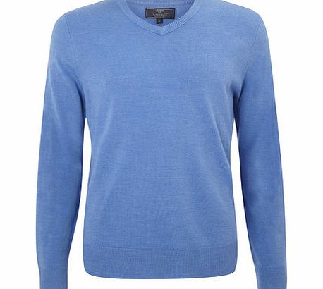 Bhs 2`` Longer Supersoft V Neck Harbour Blue Jumper,