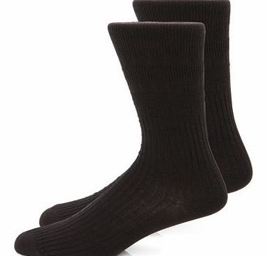 Bhs 2 Pack Black Comfort Top Socks, Black BR61P15XBLK