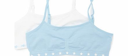 Bhs 2 Pack Blue Seamfree Crop Tops, turquoise/white