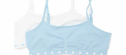 Bhs 2 Pack Blue Seamfree Crop Tops, turquoise/white